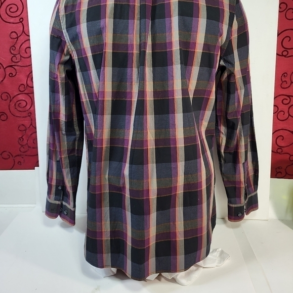 Kenneth Cole Plaid Collared Button Up Dress Shirt - Picture 7 of 9